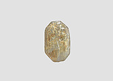 Stamp seal (octagonal pyramid) with cultic scene, Flawed neutral Chalcedony (Quartz), Assyro-Babylonian