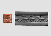 Cylinder seal with horned animals, Red marble