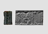 Cylinder seal: contest scene, Agate, Akkadian