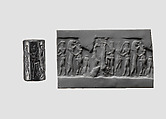 Cylinder seal with human and animal contests, Hematite, Akkadian