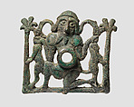 Horse bit cheekpiece in form of a kneeling hero, Bronze, Iran