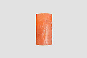 Cylinder seal with cultic scene, Veined orange Carnelian (Quartz), Assyrian
