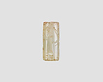 Cylinder seal with cultic scene, Neutral Chalcedony (Quartz), Assyro-Babylonian