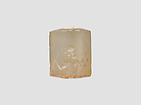 Cylinder seal with three-figure contest scene, Neutral Chalcedony (Quartz), Assyro-Babylonian