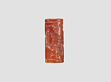 Cylinder seal with cultic scene, Flawed Carnelian (Quartz), Assyrian