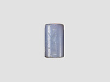 Cylinder seal with cultic scene, Blue Chalcedony (Quartz), Assyro-Babylonian