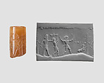 Cylinder seal, Chalcedony, brown, Achaemenid