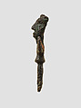 Head of a pin: human head and wings, Bronze, Iran