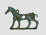 Horse bit cheekpiece in form of a striding horse, Bronze, Iran