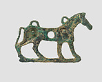 Horse bit cheekpiece in form of a striding horse, Bronze, Iran