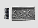 Cylinder seal and modern impression: horned animals, Hematite, Cypriot