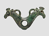 Horse bit cheekpiece in form of addorsed griffin heads, Bronze, Iran