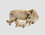 Openwork furniture plaque with a cow suckling a calf, Ivory, Assyrian
