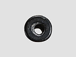 Cylinder seal and modern impression: female figure, ibex, lion, Black-grey hematite, Cypriot