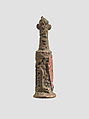 Stamp-cylinder seal with cultic scene, surmounted by (a plaster copy?) double-faced Pazuzu head, Copper/bronze alloy, plaster, Urartian