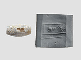 Rosette chalcedony bead, Chalcedony, blue, Minoan
