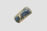 Cylindrical bead, Glass, gold, lapis lazuli (?), Parthian