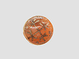 Bead, Carnelian, paint, Sasanian