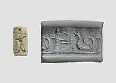 Cylinder seal with hunting scene, Faience, Assyrian