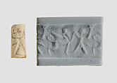 Cylinder seal with two-figure contest scene, Faience, Assyro-Babylonian