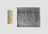 Cylinder seal with monsters, Faience, Assyrian