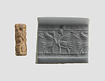 Cylinder seal with monsters, Faience, Assyrian