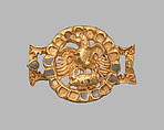 Belt adornment with an eagle and its prey, Gold, turquoise inlay, Parthian or Kushan