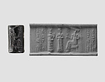 Cylinder seal and modern impression: presentation scene, Hematite, Isin-Larsa