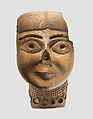 Head of a female or goddess wearing a necklace, Ivory, gold, Assyrian