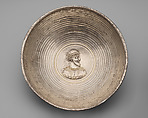 Bowl with a male bust within a medallion, Silver, Sasanian