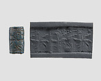 Cylinder seal with animals, Egyptian Blue, Assyrian