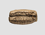 Cuneiform tablet case impressed with two cylinder seals, for cuneiform tablet 1983.135.5a: court deposition, Clay, Old Assyrian Trading Colony