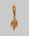 Earring in the form of a three-lobed wineskin, Gold, Parthian