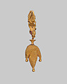 Earring in the form of a three-lobed wineskin, Gold, Parthian