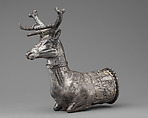 Vessel terminating in the forepart of a stag, Silver, gold inlay, Hittite