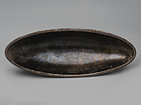 Oval bowl with running tigresses on each side, Silver, niello inlay, Sasanian