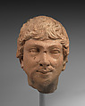 Head of a male figure, Ceramic, Kushan