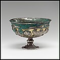 Footed cup with human busts in medallions, Silver, gilt, Kushano-Sasanian