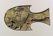 Horse blinker carved in relief with a seated sphinx, Ivory, Assyrian