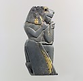 Plaque fragment: kneeling lion-headed figure, Ivory (hippopotamus), gold foil, Old Assyrian Trading Colony