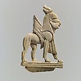 Openwork furniture plaque with winged sphinx, Ivory, Assyrian