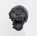 Furniture element carved in the round with the head of a roaring lion, Ivory, Assyrian