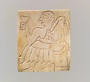 Inlay: seated male with cup and palm frond, Shell, Sumerian