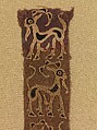 Four strips with embroidered goats, Wool, cotton (braided wool with cotton embroidery)