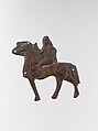 Plaque depicting a horse and rider, Bronze, traces of gold overlay, Assyrian