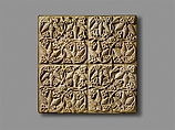 Wall decoration with floral and vegetal design, Stucco, Sasanian