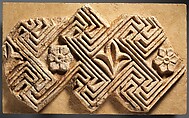 Wall decoration with geometric and floral decoration, Stucco, Sasanian