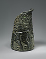 Vessel with two zebu, Chlorite, calcite inlay