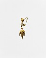Earring in the form of a three-lobed wineskin, Gold, Parthian