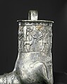 Vessel terminating in the forepart of a stag, Silver, gold inlay, Hittite